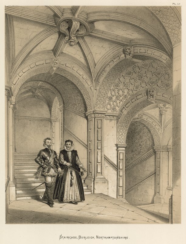 Staircase, Burleigh, Northamptonshire av Joseph Nash