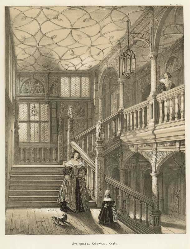 Staircase, Knowle, Kent av Joseph Nash