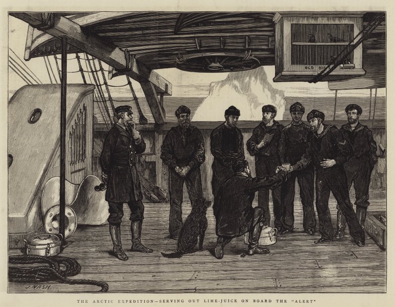 The Arctic Expedition, serverer limejuice om bord på Alert av Joseph Nash