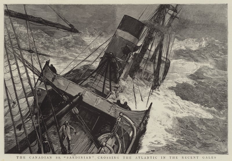 Den kanadiske SS-sardineren krysser Atlanterhavet i de siste kulingene av Joseph Nash