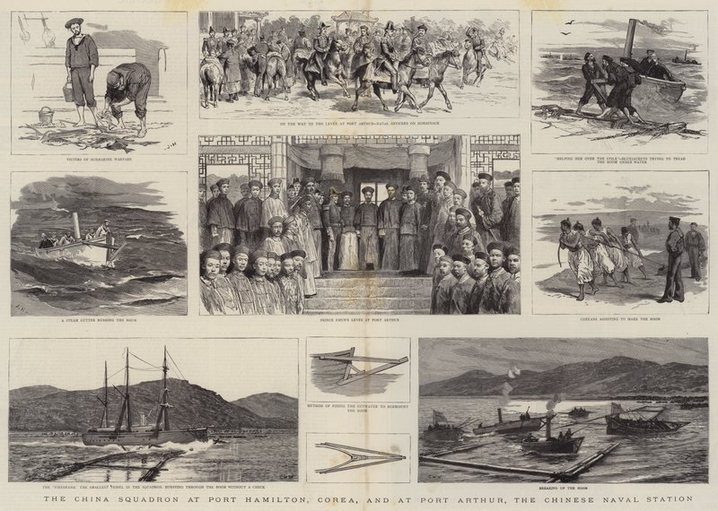 China Squadron i Port Hamilton, Corea, og ved Port Arthur, den kinesiske marinestasjonen av Joseph Nash