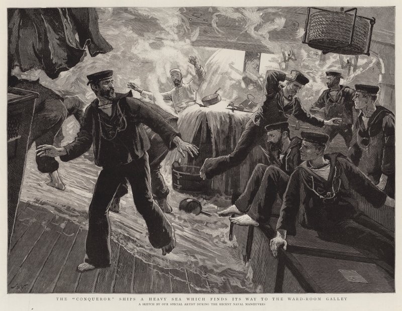 Erobreren sender et tungt hav som finner veien til Ward-Room Galley av Joseph Nash