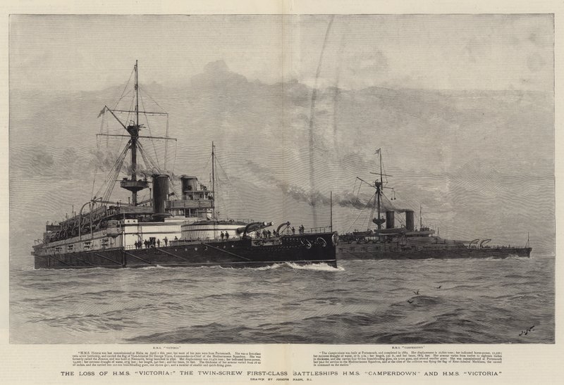 Tapet av HMS Victoria, Twin-Screw First-Class Battleships HMS Camperdown og HMS Victoria av Joseph Nash