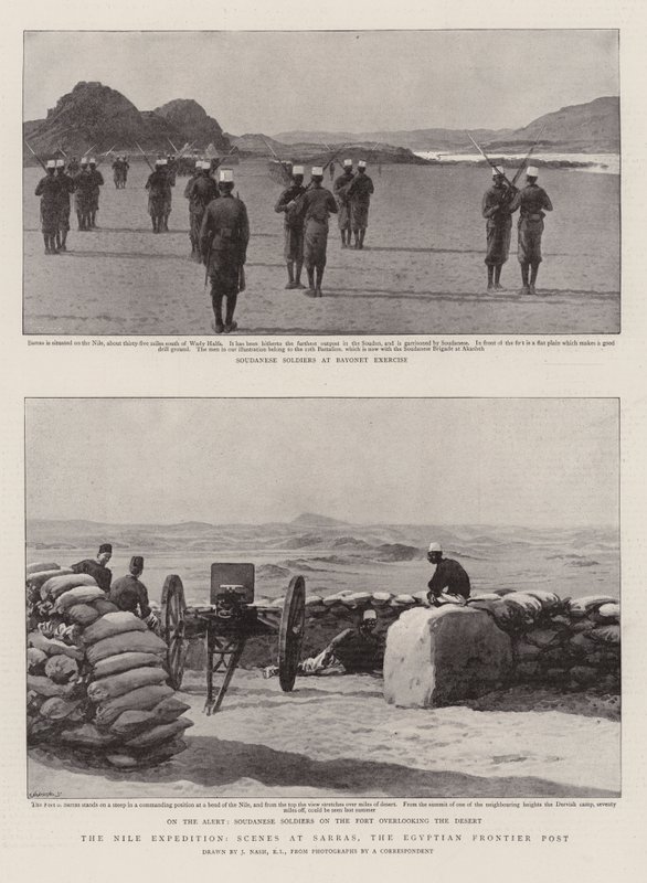 Nilekspedisjonen, scener ved Sarras, den egyptiske grenseposten av Joseph Nash