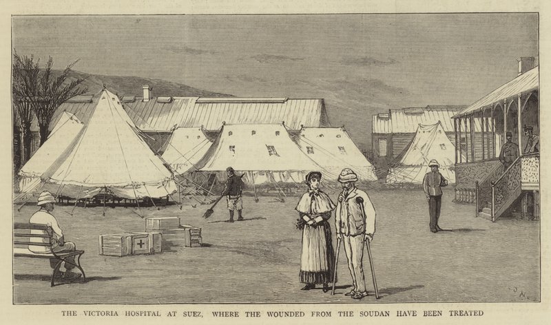 Victoria-sykehuset i Suez, hvor de sårede fra Soudan har blitt behandlet av Joseph Nash