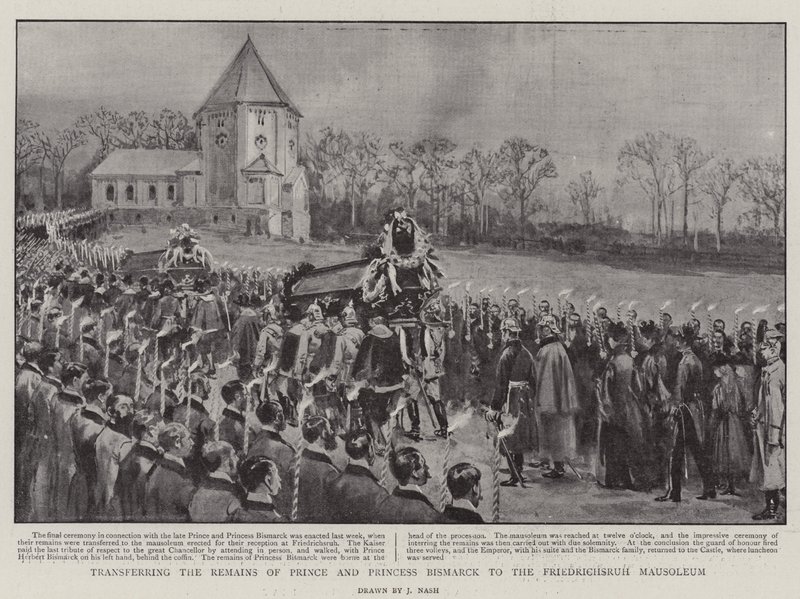 Overføring av restene av prins og prinsesse Bismarck til Friedrichsruh-mausoleet av Joseph Nash