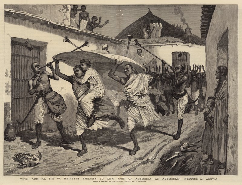 Med admiral Sir W Hewetts ambassade til kong John av Abyssinia, et abyssinisk bryllup i Adowa av Joseph Nash