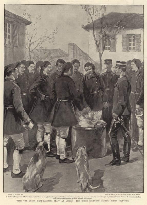 Med den greske hovedkvarterstaben i Larissa, får Erzon-regimentet sin Dejeuner av Joseph Nash
