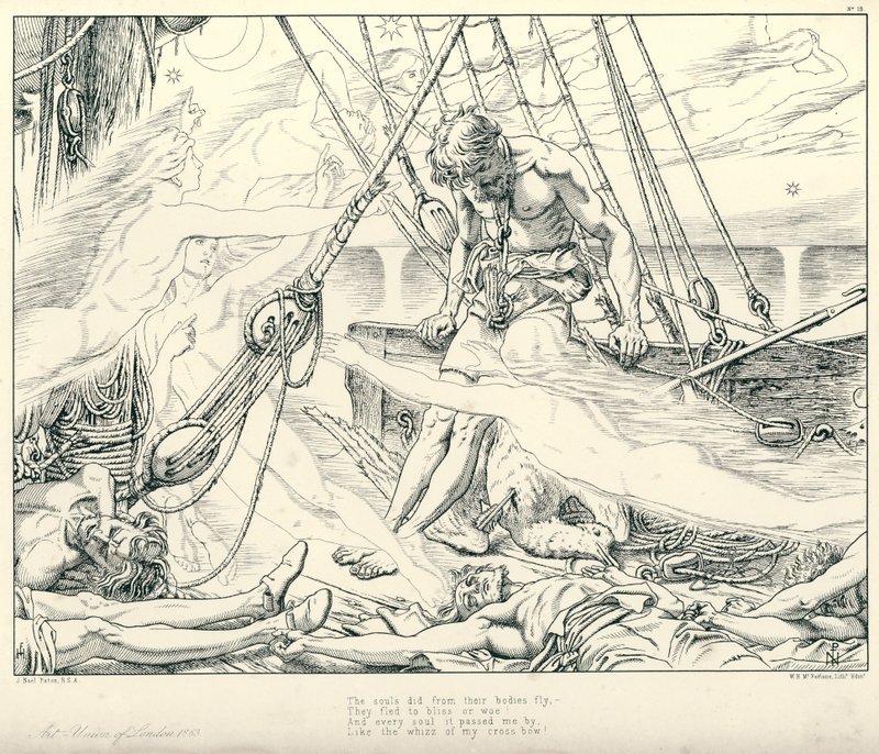 Illustrasjon for Coleridge's Rime of The Ancient Mariner (gravering) av Joseph Noel (after) Paton