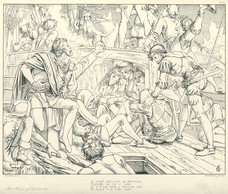 Illustrasjon for Coleridge's Rime of The Ancient Mariner (gravering) av Joseph Noel (after) Paton