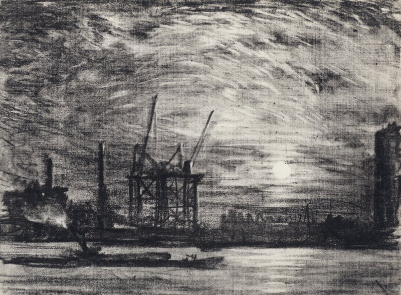 Solnedgang over Waterloo av Joseph Pennell