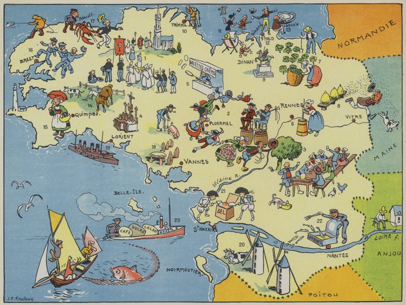 Bretagne (fargelitografi) av Joseph Porphyre Pinchon