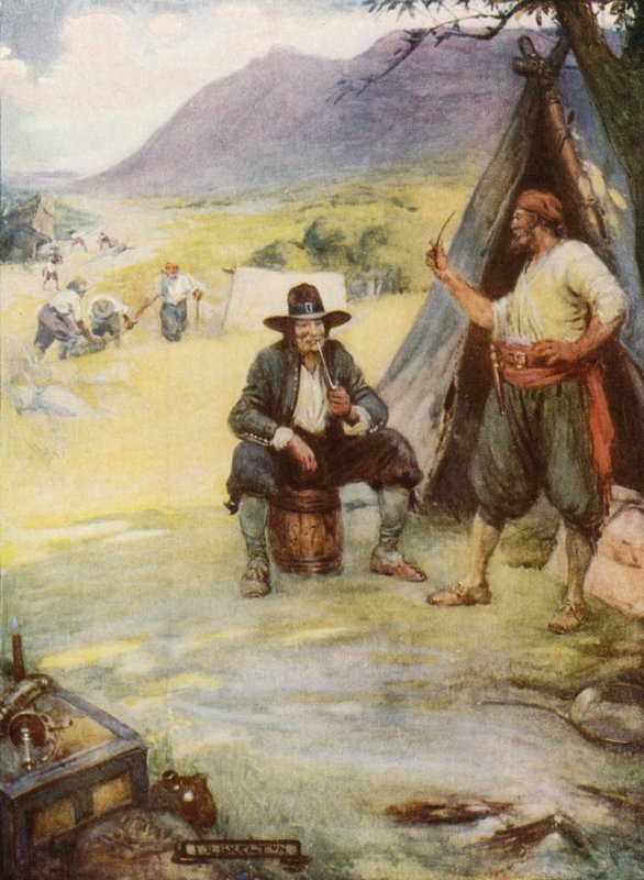 Der nå den store byen Cape Town står, setter de opp sine telt og hytter (farge litho) av Joseph Ratcliffe (after) Skelton