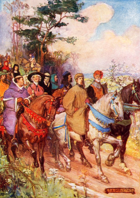 Chaucers pilegrimer, ledet av ham selv av Joseph Ratcliffe Skelton