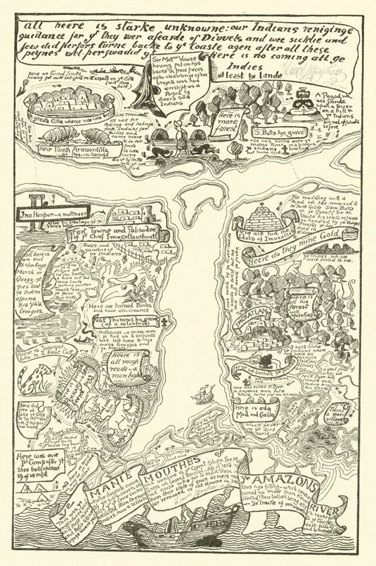 Kart over den grumsete Amazonas i rødt + svart (gravering) av Joseph Rudyard (after) Kipling