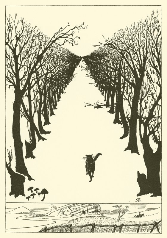 Katten som gikk alene (gravering) av Joseph Rudyard (after) Kipling