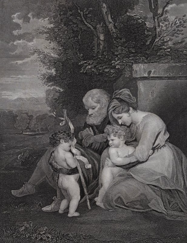 Den hellige familie (gravering) av Joshua (after) Reynolds