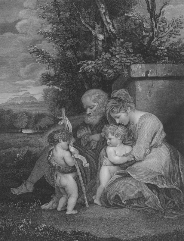 Den hellige familie, St Matteus 2, vers 13-15 av Joshua after Reynolds