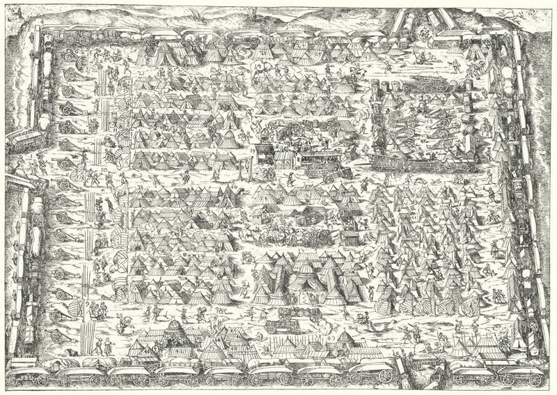 Militær leir på 1500-tallet (gravering) av Jost (after) Amman