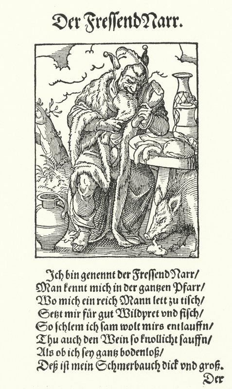 The Gluttonous Fool (gravering) av Jost (after) Amman