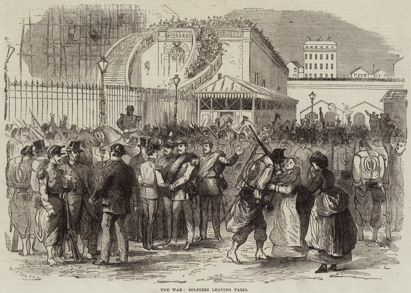 Krigen, soldater forlater Paris av Jules Pelcoq