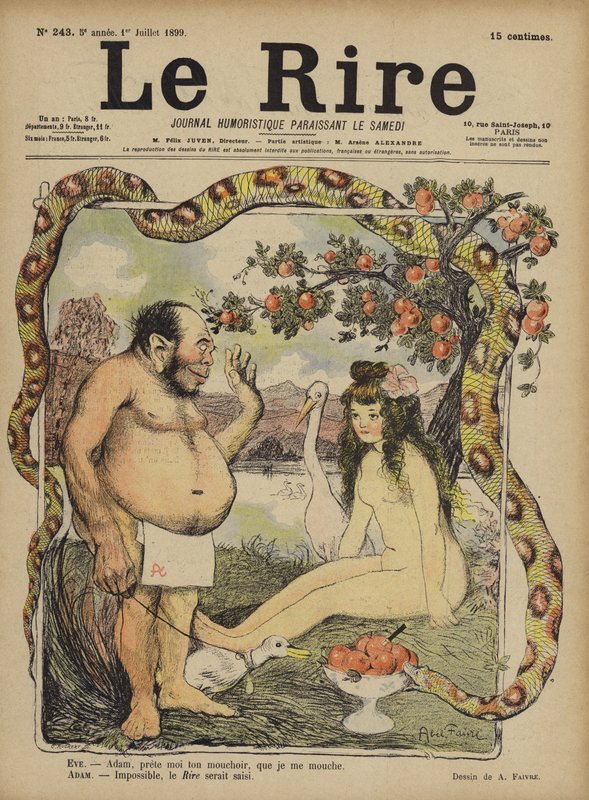 Adam og Eva, illustrasjon for Le Rire av Jules Abel Faivre