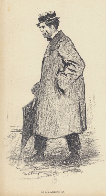 Sem (Georges Goursat) (1863-1934), fransk karikaturtegner (litho) av Jules Abel Faivre