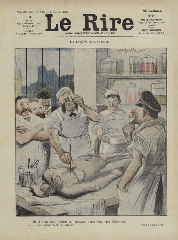 Anatomi leksjonen. Illustrasjon for Le Rire av Jules Abel Faivre