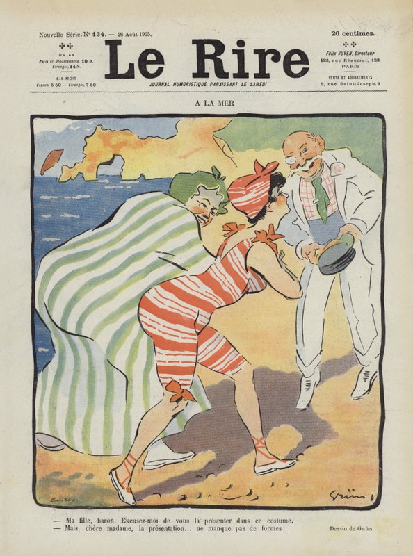 Ved sjøkanten. Illustrasjon for Le Rire av Jules Alexandre Gruen or Grun