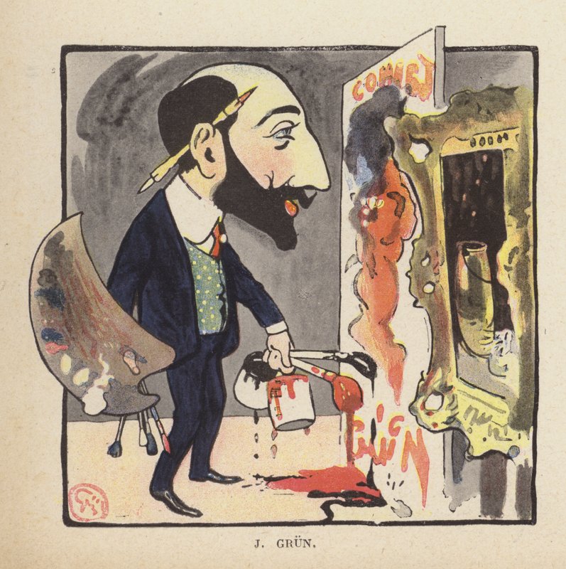 Selvportrett av den franske maleren og illustratøren Jean-Alexandre Grun (farge litho) av Jules Alexandre Gruen or Grun