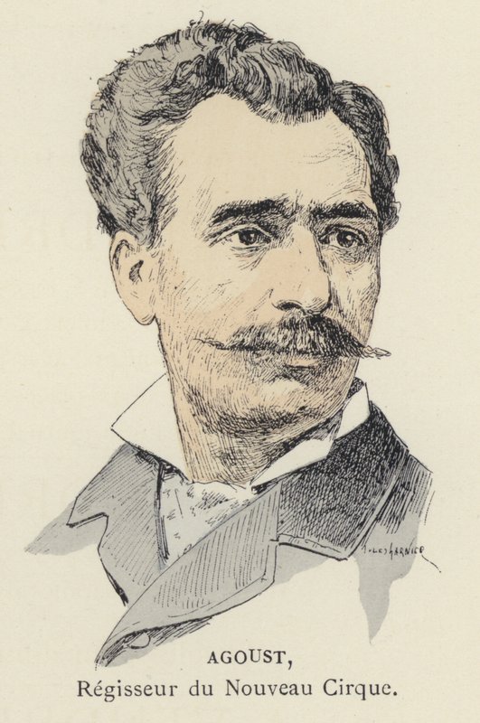 Agoust, sjef for New Circus (farge litho) av Jules Arsene (after) Garnier