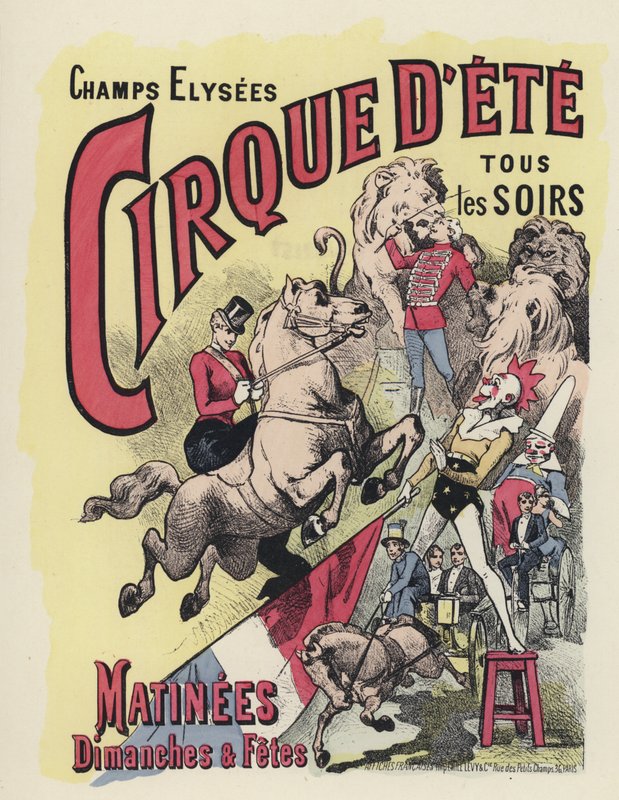Sirkusplakat (litho i farger) av Jules Arsene (after) Garnier
