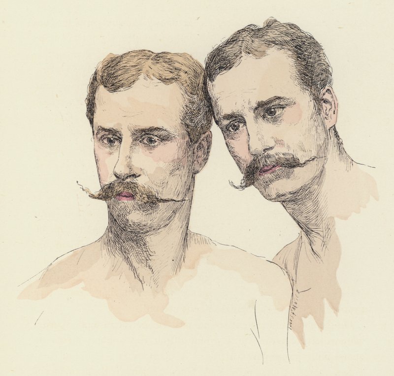 To mannlige gymnaster av Jules Arsene after Garnier