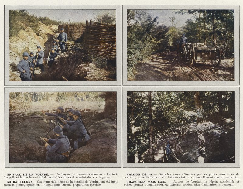 Overfor Voevre, Caisson of 75, Machine Gunners, Trenches in the Woods av Jules Gervais Courtellemont