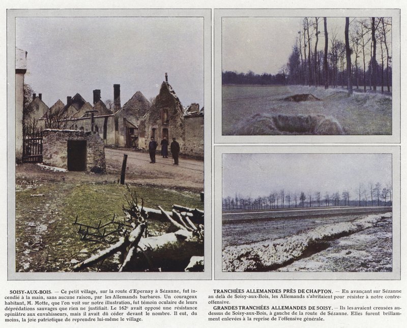 Soisy-aux-Bois, tyske skyttergraver nær Chapton, store tyske skyttergraver i Soisy av Jules Gervais Courtellemont