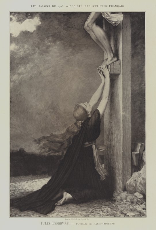 Douleur de Marie-Madeleine (Sorg over Maria Magdalena) (lito) av Jules Joseph (after) Lefebvre