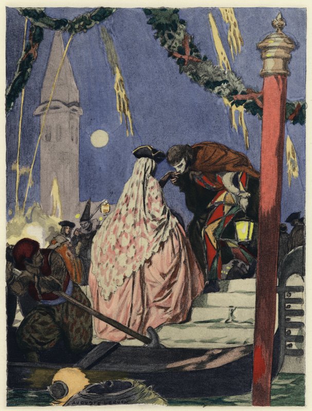 Illustrasjon til Casanovas memoarer (fargelitografi) av Jules Marie Auguste Leroux