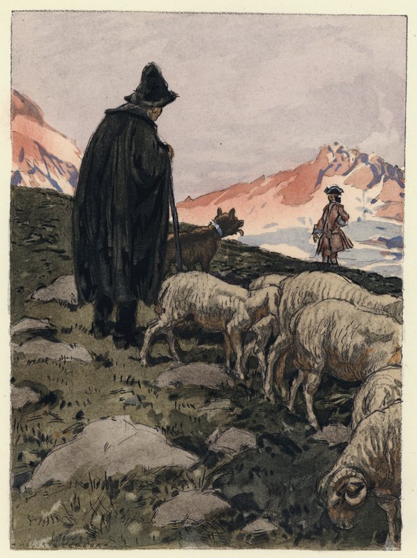 Illustrasjon til Casanovas memoarer (fargelitografi) av Jules Marie Auguste Leroux