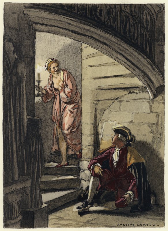 Illustrasjon til Casanovas memoarer (fargelitografi) av Jules Marie Auguste Leroux