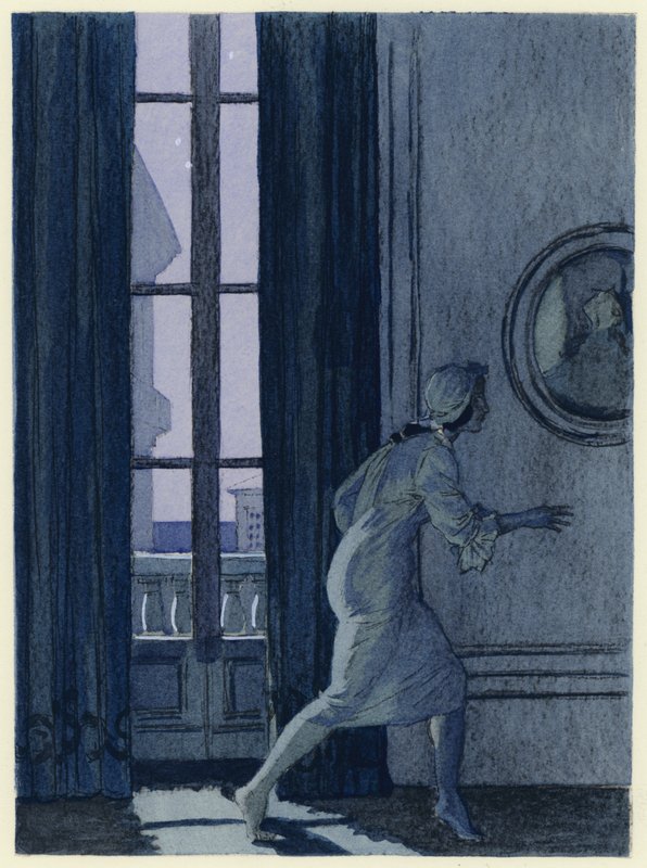 Illustrasjon til Casanovas memoarer (fargelitografi) av Jules Marie Auguste Leroux