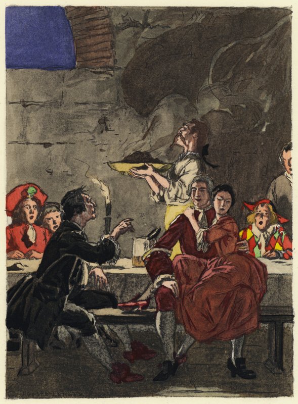 Illustrasjon til Casanovas memoarer (fargelitografi) av Jules Marie Auguste Leroux