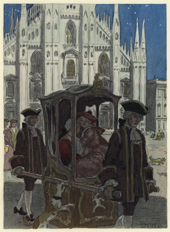 Illustrasjon til Casanovas memoarer (fargelitografi) av Jules Marie Auguste Leroux