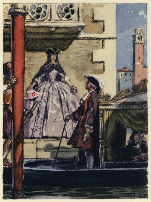 Illustrasjon til Casanovas memoarer (fargelitografi) av Jules Marie Auguste Leroux