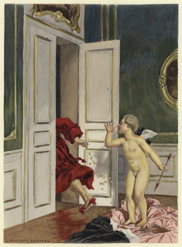 Illustrasjon til Casanovas memoarer (fargelitografi) av Jules Marie Auguste Leroux