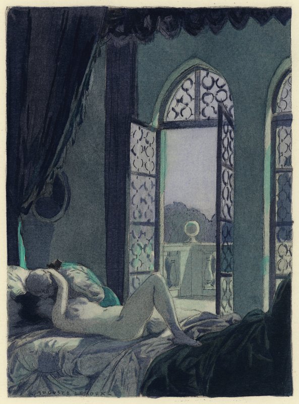 Illustrasjon til Casanovas memoarer (fargelitografi) av Jules Marie Auguste Leroux