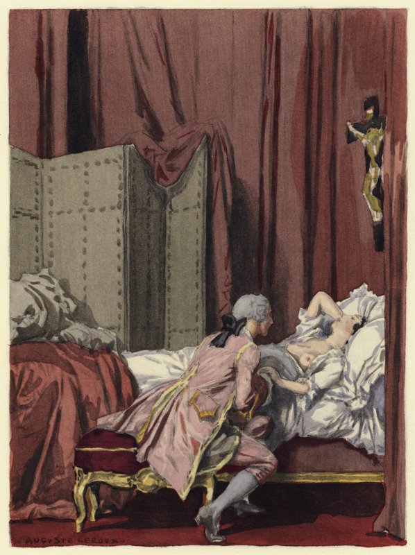 Illustrasjon til Casanovas memoarer (fargelitografi) av Jules Marie Auguste Leroux