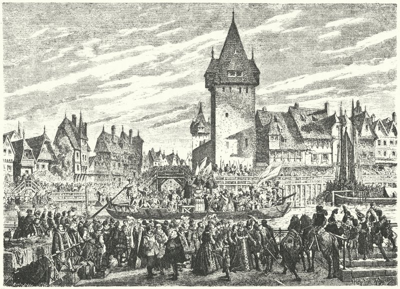 Hirsebreifahrt, transport av en last hirse med båt fra Zürich til byens allierte, Strasbourg av Jules Theophile (after) Schuler