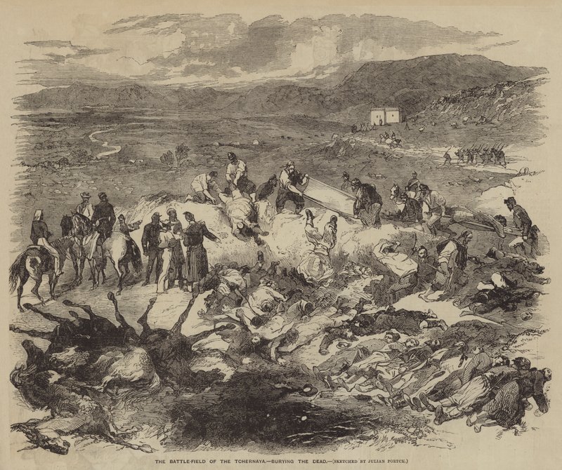 The Battle-Field of the Tchernaya, begraver de døde av Julian Portch