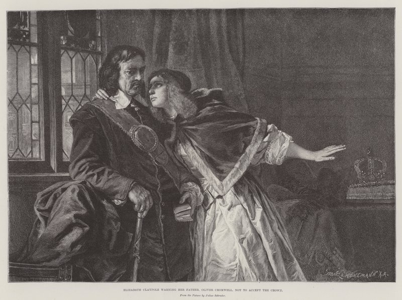 Elizabeth Claypole advarer sin far, Oliver Cromwell, om ikke å akseptere kronen av Julius Friedrich Anton Schrader