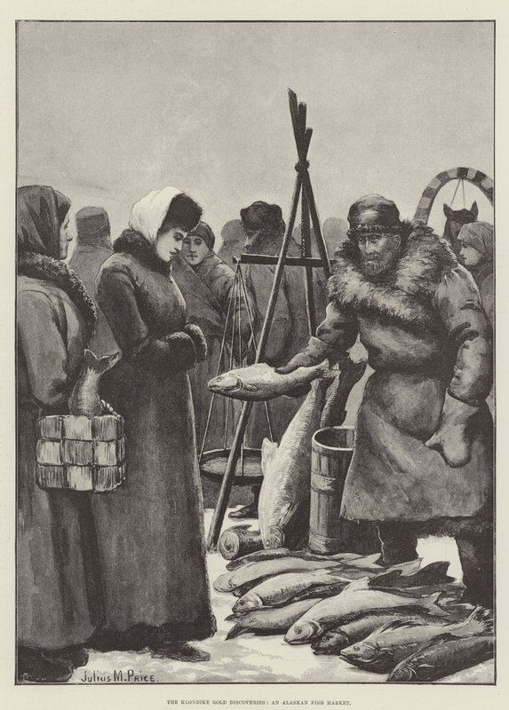 Klondike Gold Discoveries, et fiskemarked i Alaska av Julius Mandes Price
